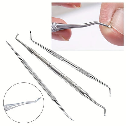 3PCS Stainless Steel Ingrown Toenail Tool Kit – Toenail File, Lifters, and Pedicure Tools for Pain Relief and Nail Care