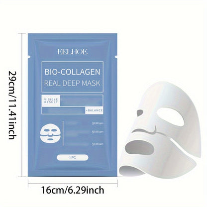 8Pcs Bio-Collagen Deep Mask Pack - Hydrating, Firming, Anti-Aging Facial Sheet Masks | Rich in Collagen, Hyaluronic Acid, Vitamin E, Nicotinamide | Moisturizing, Brightening for All Skin Types