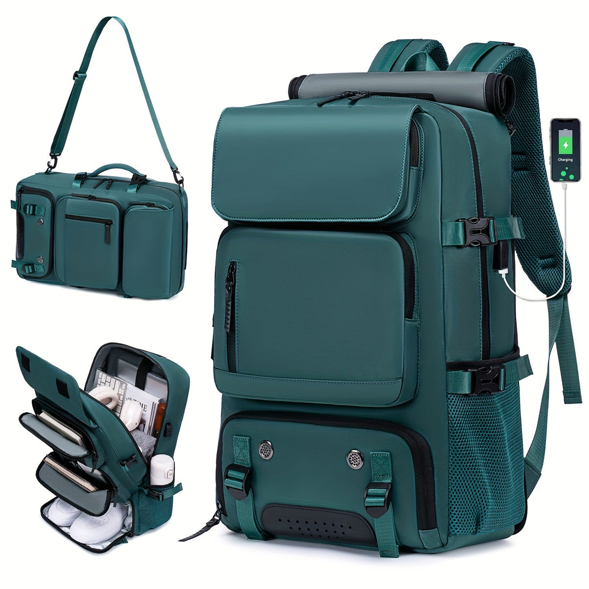 Multifunctional Travel Backpack - Waterproof Computer Backpack with Shoe Compartment, 17.3-Inch Laptop Carry-On, Airline-Approved Schoolbag for Men and Women