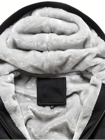 Winter Warm Fleece Zipper Hooded Jacket – Color Block Casual Hoodie – Women's Clothing