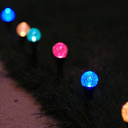 Solar Garden Path Lights - 15 LED Crystal Globe Stake Lights with Touch Control, Solar Powered, 600mAh Battery - Perfect for Garden, Camping, Independence Day, Christmas, Weddings, Parties