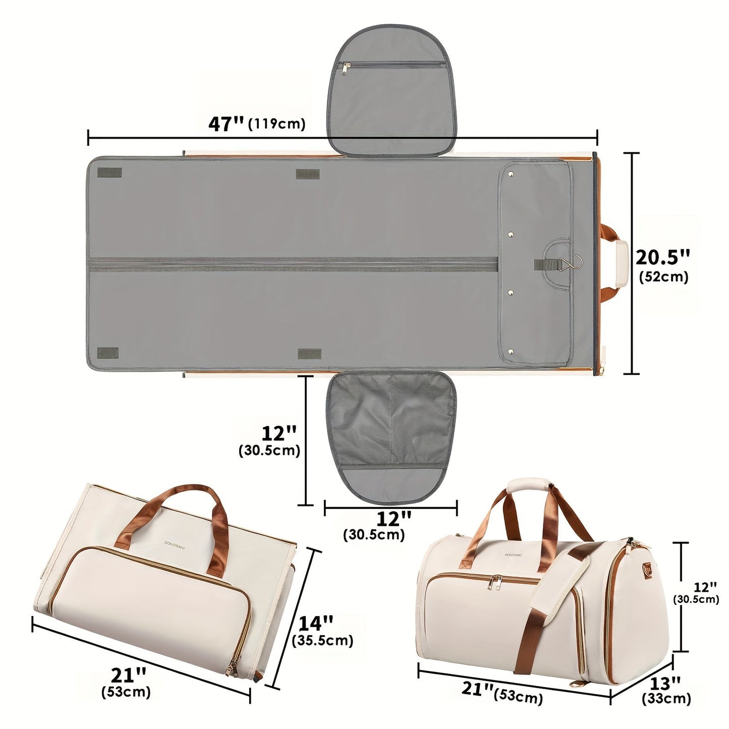Convertible Garment Bag for Travel - Detachable Suit Bag, Carry-On Duffel with Shoulder and Backpack Straps, Includes 2 Shoe Covers
