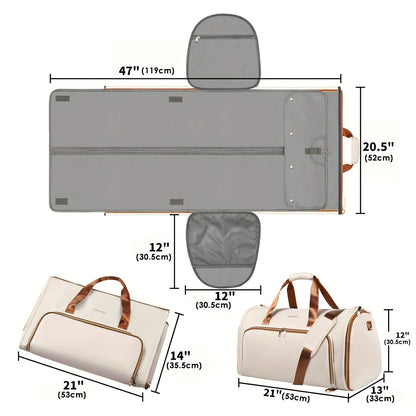 Convertible Garment Bag for Travel - Detachable Suit Bag, Carry-On Duffel with Shoulder and Backpack Straps, Includes 2 Shoe Covers
