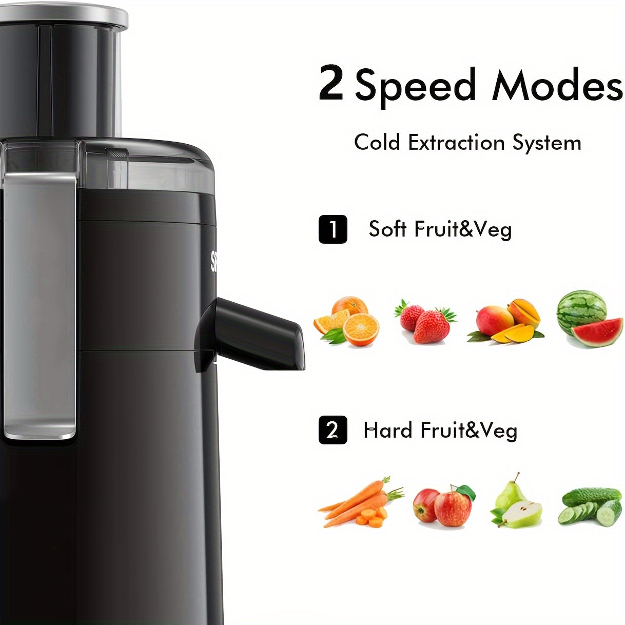 Compact Speedster Juicer – Citrus Juicer with High Juice Yield, Multiple Safety Features, BPA-Free, Black & Green – Easy Operation Centrifugal Extractor for Fruits and Vegetables