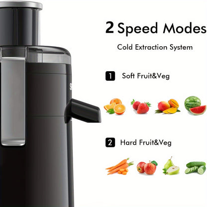 Compact Speedster Juicer – Citrus Juicer with High Juice Yield, Multiple Safety Features, BPA-Free, Black & Green – Easy Operation Centrifugal Extractor for Fruits and Vegetables