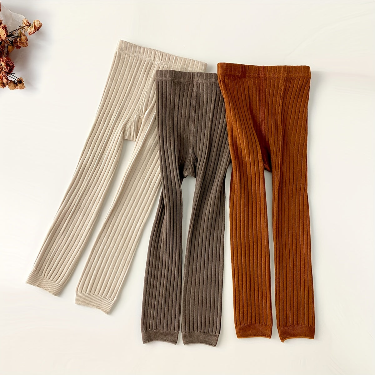 Girls' Solid Color Versatile Leggings – Soft & Comfy Casual Tights for All Seasons