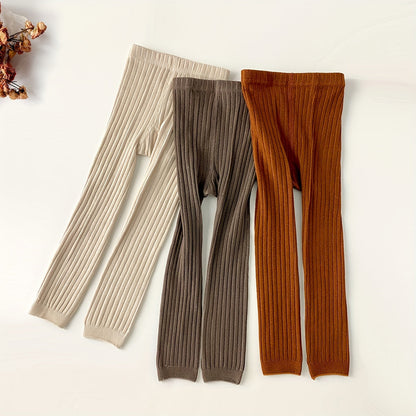 Girls' Solid Color Versatile Leggings – Soft & Comfy Casual Tights for All Seasons