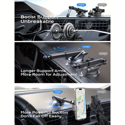 CHGeek Wireless Car Charger - 15W Fast Charging Auto Clamping Phone Mount and Holder, Fits iPhone 15/14/13/12/11 Pro Max Xs, Samsung Galaxy S24/S23/S22/S21/S20/S10+, Black