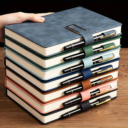 Vintage A5 Leatherbound Notebook – Personalized Soft Cover with Bookmark, Ideal for Business Meetings and University Life