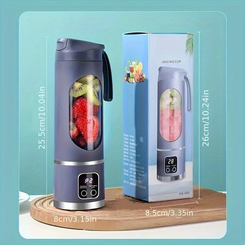 Versatile Portable Mini Blender and Juicer – Rechargeable with USB, 3 Speeds, Digital Display, Durable Stainless Steel Blades – Ideal for Smoothies, Milkshakes, Fresh Juice – Perfect for Camping, Travel, and Gifts