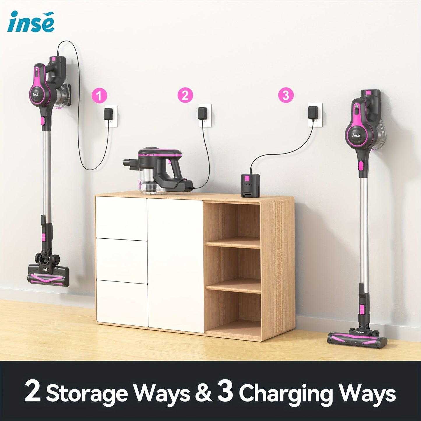 INSE 6 in 1 Cordless Stick Vacuum Cleaner – Lightweight and Powerful, Rechargeable 2200mAh Battery
