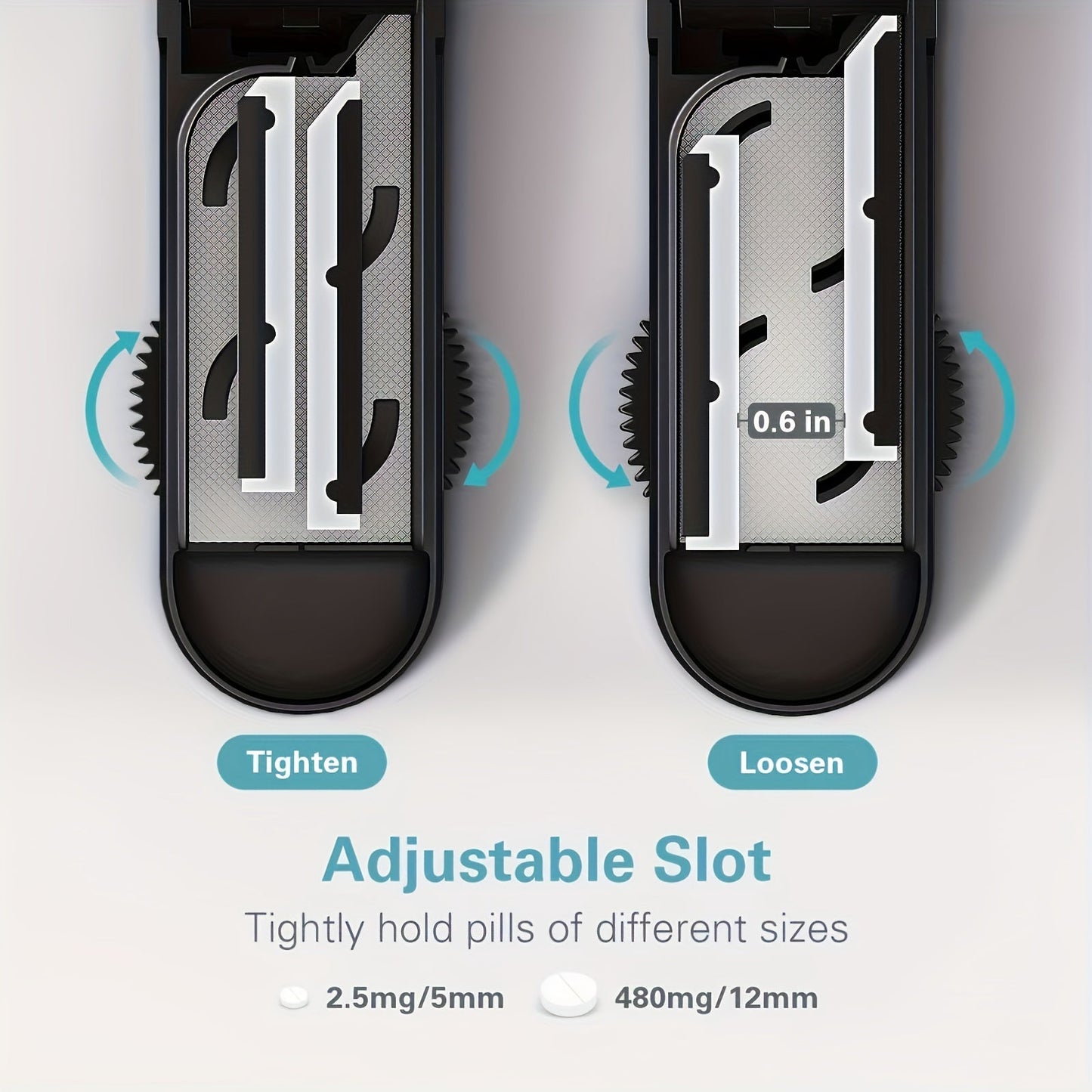 Adjustable Pill Cutter - Precise Stainless Steel Cutting with Blade Protection Cover - Ideal for Small Pills and Multi-Tablet Dispensing