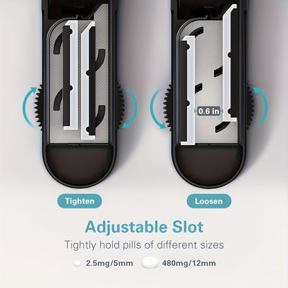 Adjustable Pill Cutter - Precise Stainless Steel Cutting with Blade Protection Cover - Ideal for Small Pills and Multi-Tablet Dispensing