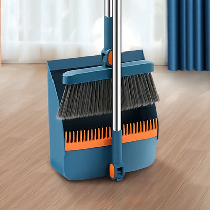 Household Broom and Dustpan Set – Long Handle Floor Cleaning with Rotatable Broom and Comb Tooth Dustpan – Ideal for Home, Kitchen, Office – Cleaning Supplies and Back to School Tool