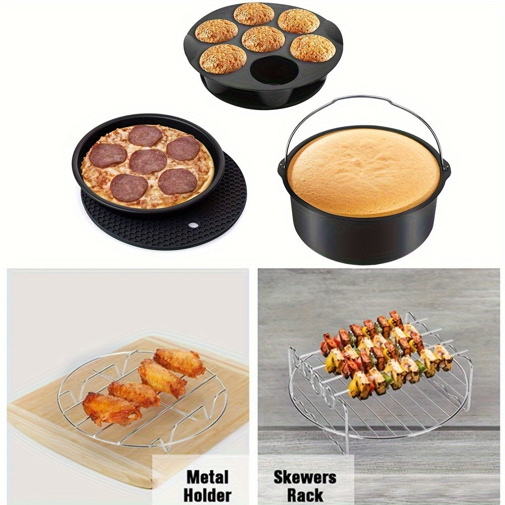 11pcs 8-Inch Air Fryer Accessories Set - Compatible with 3.7QT - 6.8QT Air Fryers, BPA Free, Dishwasher Safe, Nonstick with Cookbook