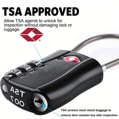 2 Pack TSA-Approved Travel Locks - Sturdy Alloy Combination Padlocks for Luggage, Suitcases, Lockers and Bikes