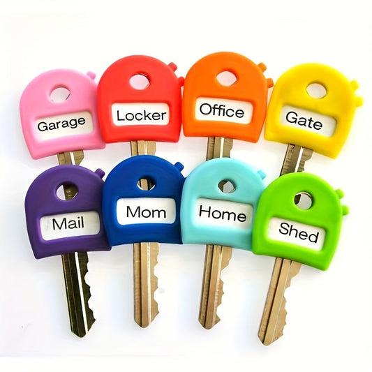 16pcs Colorful Key Rings with Labels – Stretchy Key Identifiers for Home & Office Organization, Includes Blank & Pre-Printed Tags