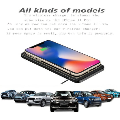 Fast Wireless Car Charger Pad - 15W Qi Certified for iPhone 11/12/13/14 Pro Max, Xs and Samsung Phones - Non-Slip, Easy Mount