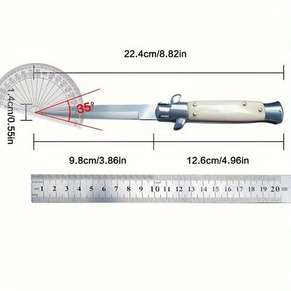 Compact Resin Handle Quick-Open Folding Knife – Ambidextrous Lightweight Stainless Steel Tool with V Grind Spear Point Blade, Mini Pocket AKC for Outdoor Adventures