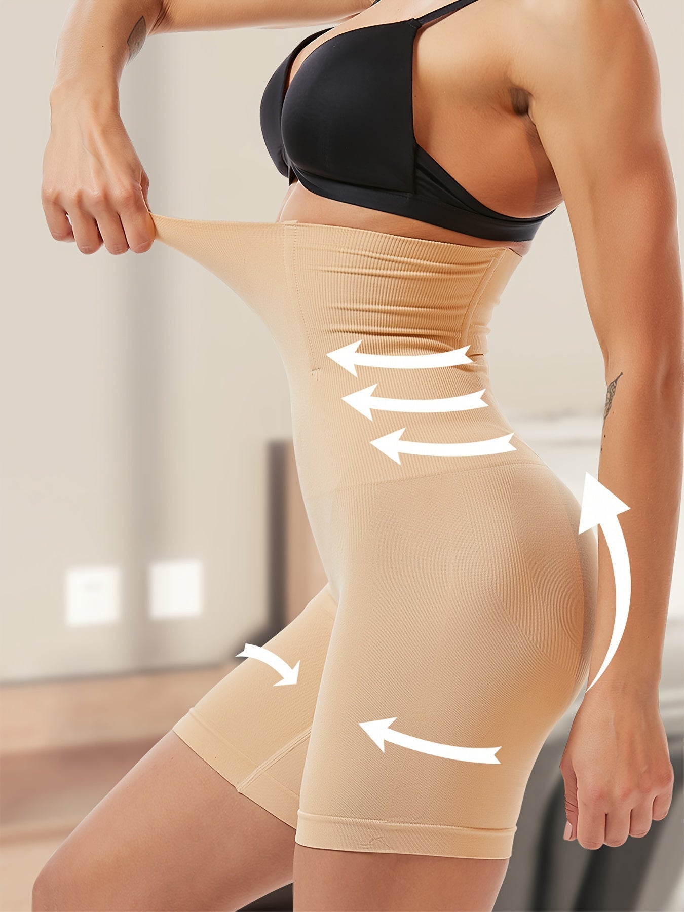 Solid Seamless High Waist Shaping Shorts – Tummy Control Compression Shorts to Lift and Shape Buttocks – Women’s Underwear and Shapewear