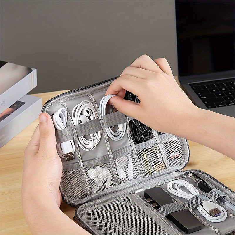 Compact Multi-Pocket Cable Organizer Bag - Store and Protect Chargers, Cables, and Accessories - Ideal for Travel, Work, and Daily Use