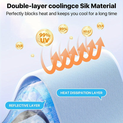 2024 Iridescent Car Windshield Sun Shade Umbrella – 360° Anti-Scratch Handle, Foldable UV Ray Blocking Cover, 10-Layer Fabric Front Windshield Cover (55x31.5 Inch)