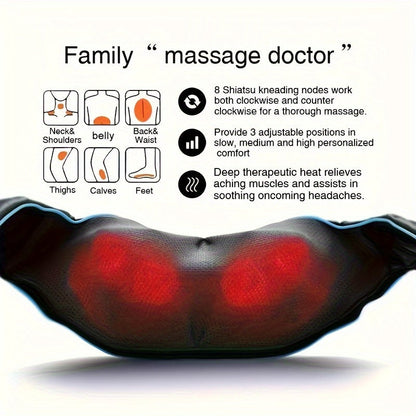 Heating Neck and Shoulder Massager – Deep Kneading Finger Pressure Massager for Neck, Back, Shoulders and More, Perfect Gift for Men, Women, and Parents