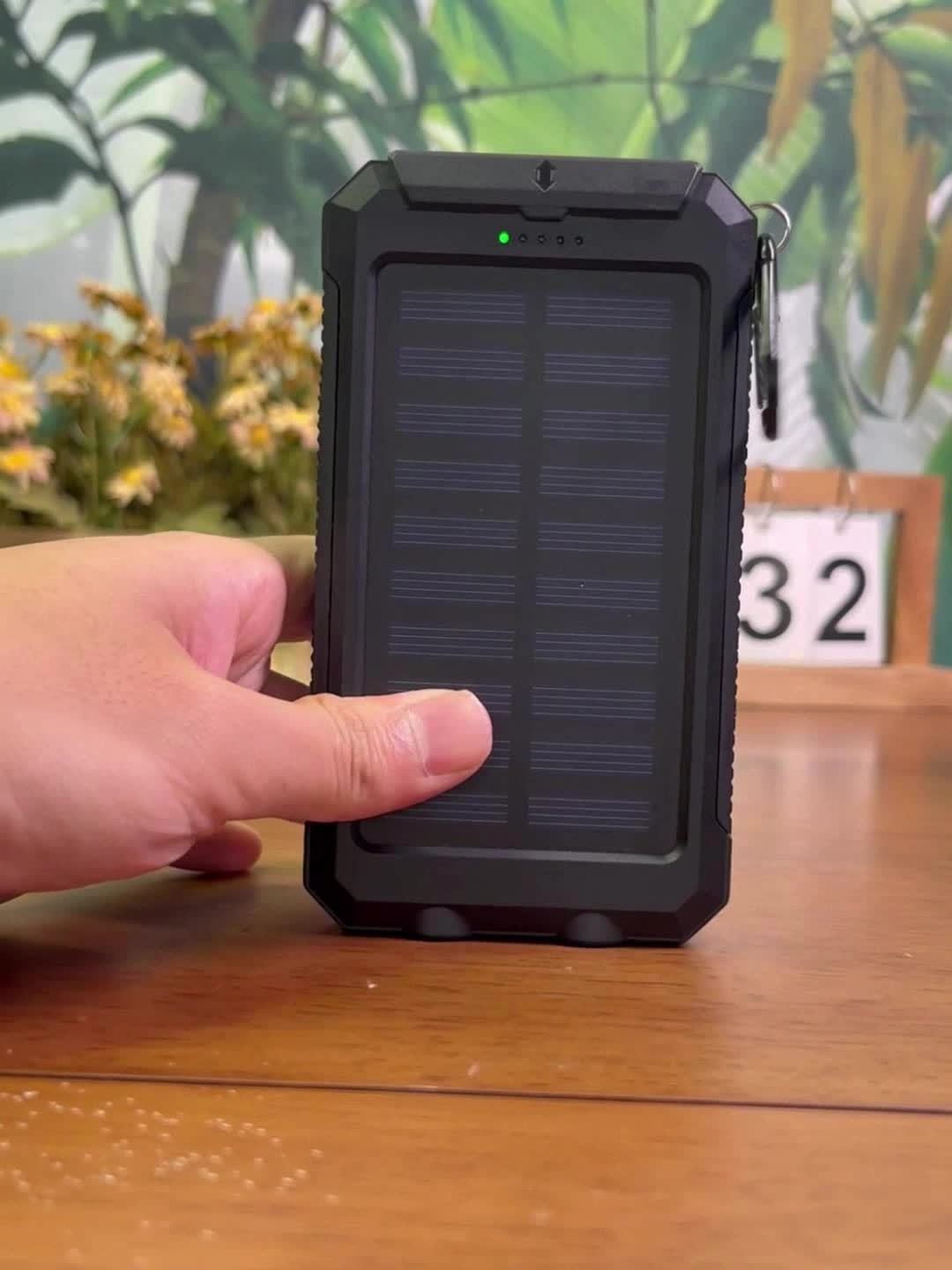 10,000mAh Portable Solar Power Bank – Dual USB Output with LED Light