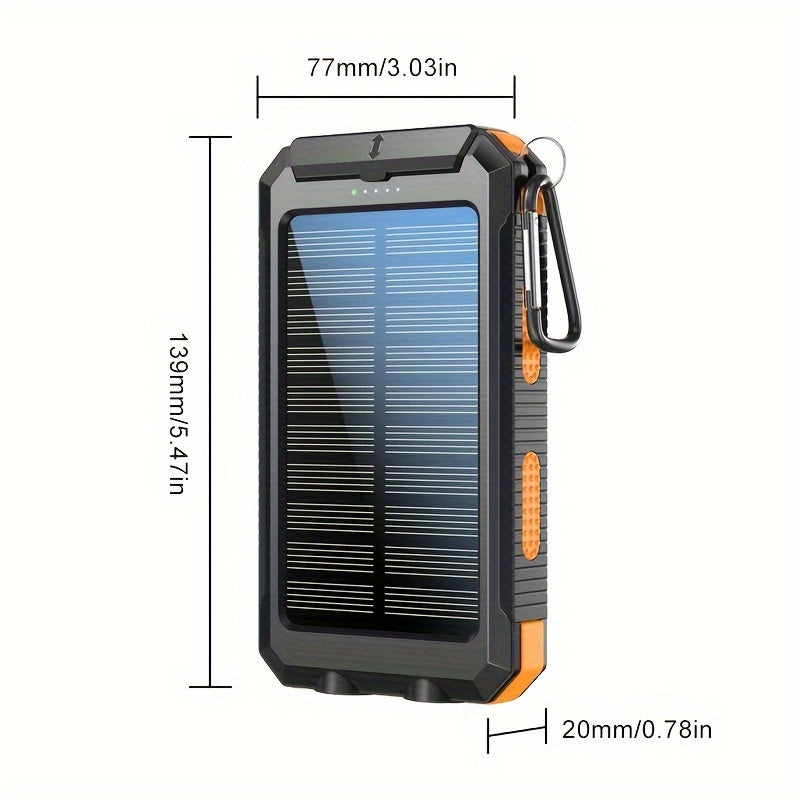 10,000mAh Portable Solar Power Bank – Dual USB Output with LED Light
