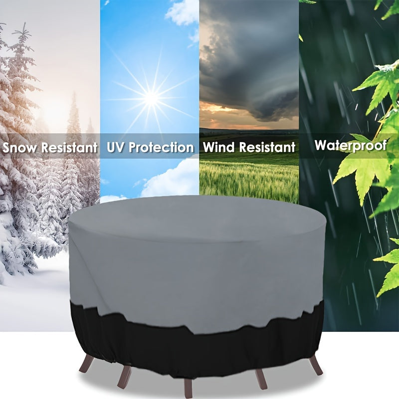 Circular Terrace Furniture Cover – 210D Oxford Cloth Waterproof Cover for Outdoor Dining & Garden Round Tables