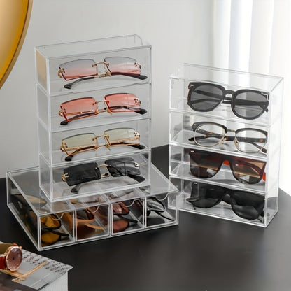Transparent Desk Drawer Organizer for Sunglasses, Cosmetics, and Lipstick - Dust-Proof Eyeglass Cases for Storing Gifts, Accessories, and Makeup Essentials
