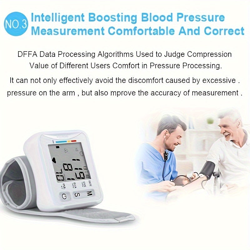Taikon W01 Digital Blood Pressure Monitor - LCD Display, Battery-Powered, Adjustable Wrist Cuff, Irregular Heartbeat Detection - Medical Device, No Batteries Included