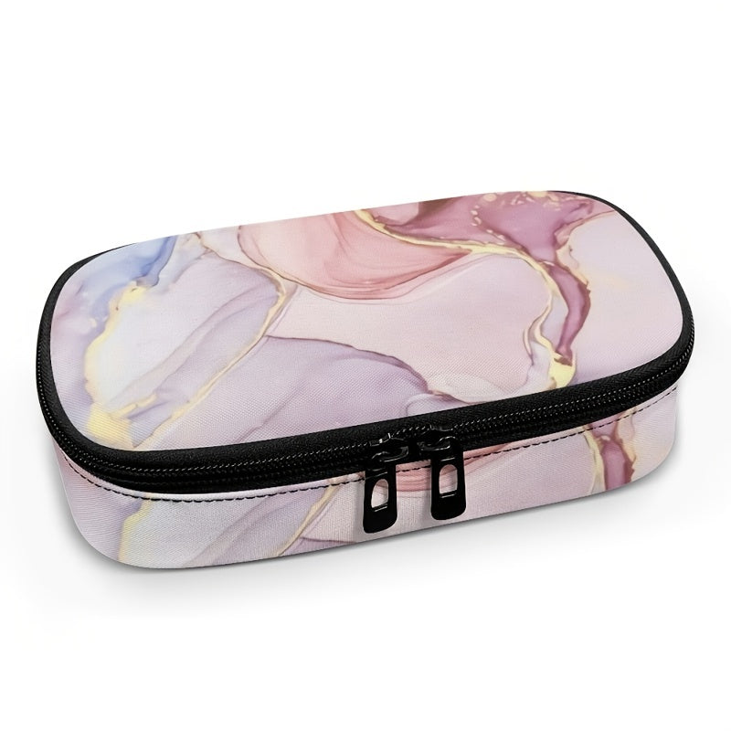 Marble Pattern Insulin Cooler Travel Case – Diabetic Medication Organizer for Blood Glucose Monitors, Pink Marble (Case Only)
