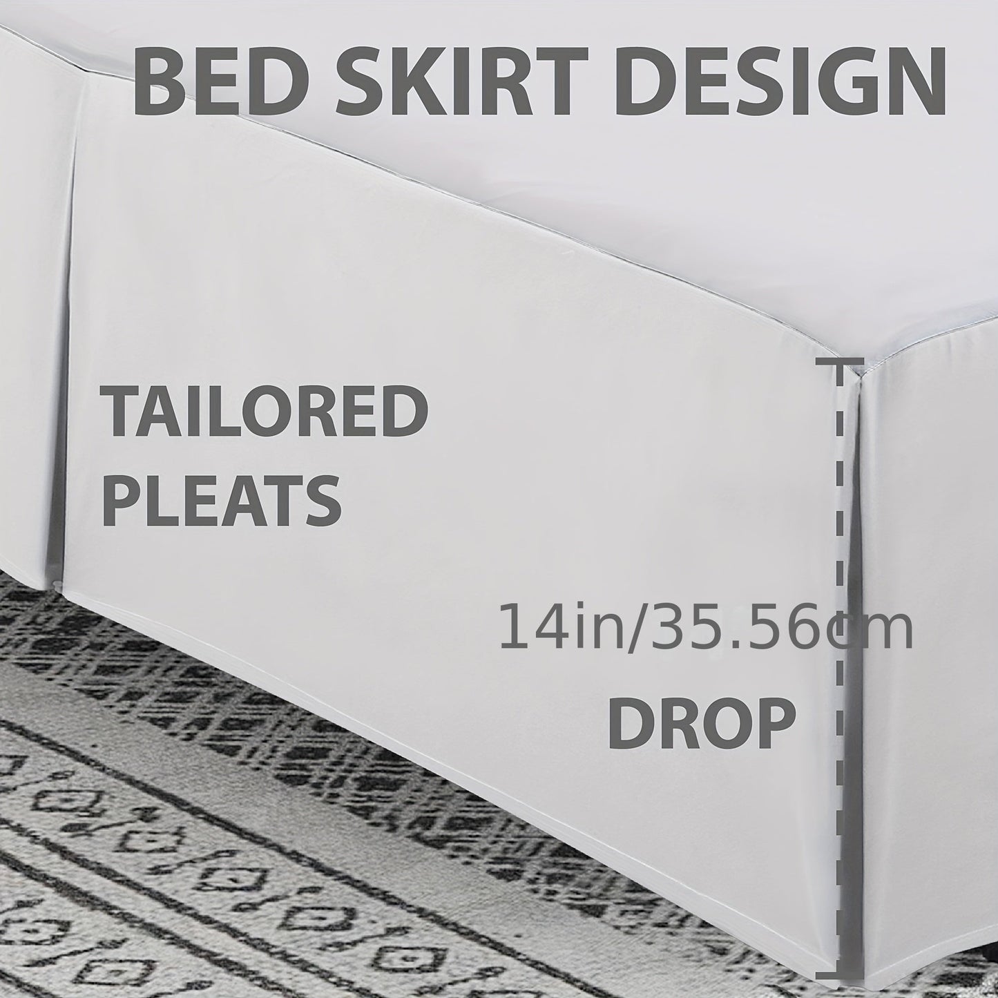 Luxurious Bed Skirt – Soft, Hypoallergenic, Breathable, Machine Washable – Wrinkle, Fade, Shrink Resistant – Tailored Pleats, 14in/36cm Drop – All-Season Bedding for Comfortable Sleep