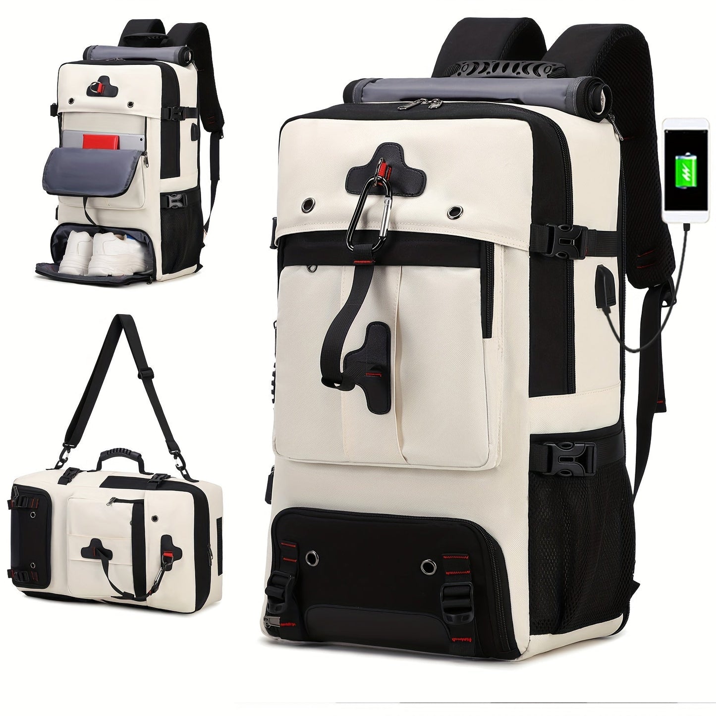 50L Spacious Hiking Travel Backpack - Multi-Functional, Water-Resistant, with Shoe Compartment, Laptop Sleeve, Ventilated Ergonomic Design - Ideal for Outdoor Camping, Sports and Adventures