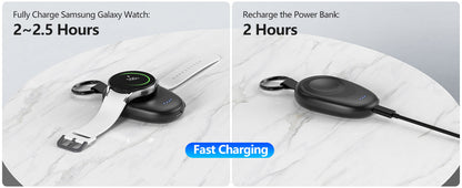 1400mAh Portable Wireless Power Bank — Magnetic Keychain Charger for Samsung Galaxy Watch 7/Ultra/6/6 Classic/5 Pro/4/3 & Active 2/1