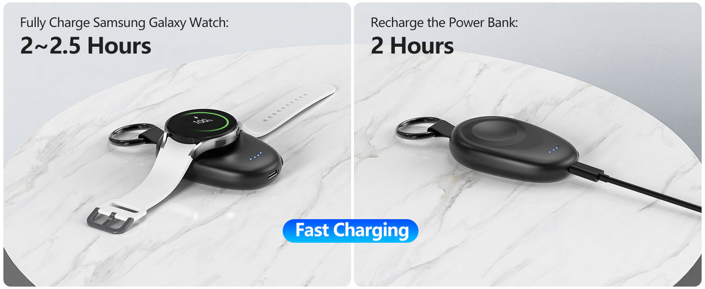 NEWDERY Magnetic Keychain Charger — Portable Wireless Power Bank for Samsung Galaxy Watch 7/Ultra/6/6 Classic/5 Pro/4/3 & Active 2/1