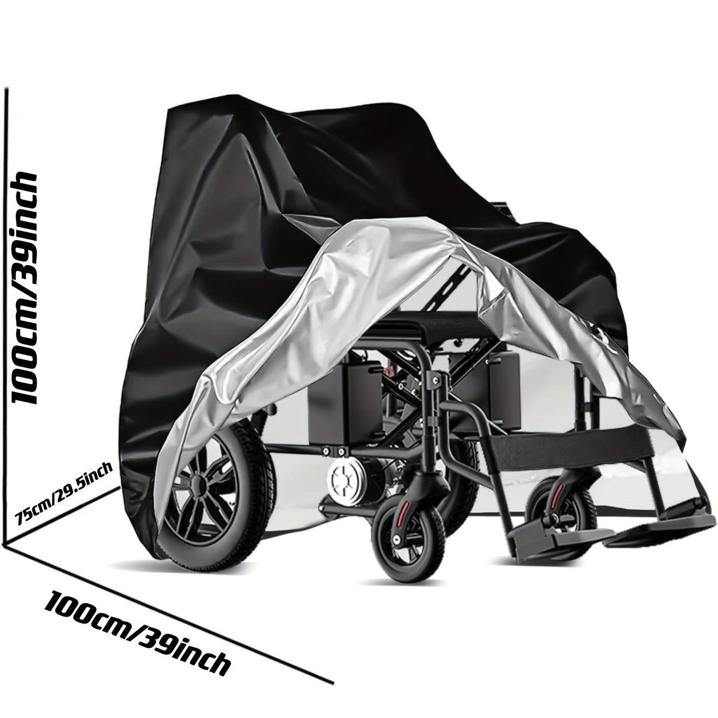Electric Wheelchair Cover – Heavy-Duty 100x75x100cm, Weather-Resistant, UV Protection, Windproof, Snowproof, Waterproof with Elastic Hem