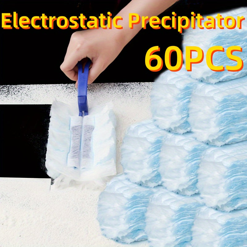 40/60pcs Electrostatic Duster Refill Cloths - Ultra-Efficient Static-Cling for Electronics, Furniture, Blinds & Fans - Reusable, Safe, Hassle-Free - Bulk Pack (Handle Not Included)