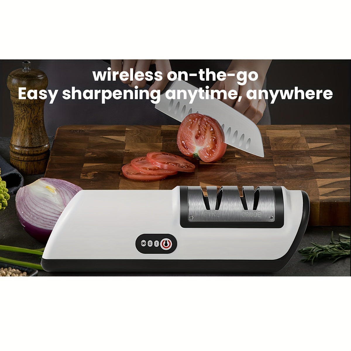 Electric Knife Sharpener – Multifunctional Household Knife Sharpening Tool, Fully Automatic USB Charging with 2 Speed Adjustment for Kitchen Use