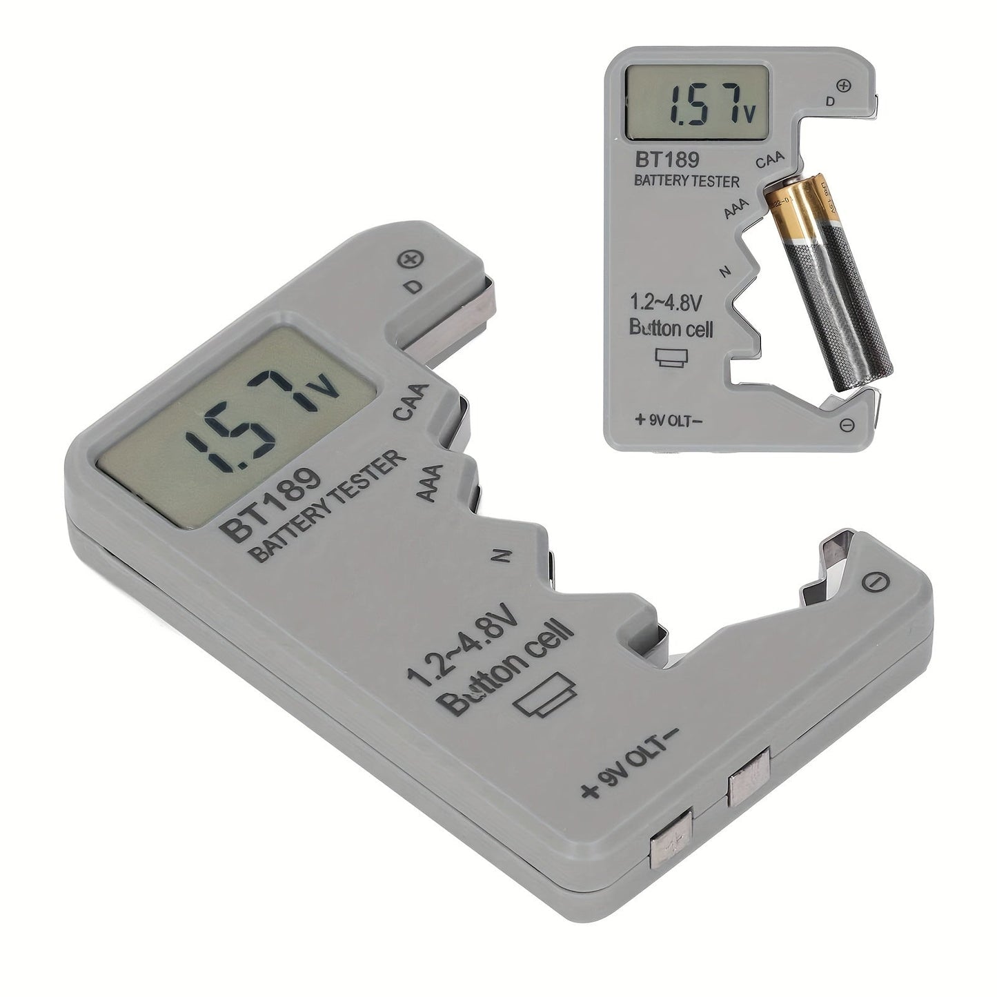BT189 Digital Battery Tester – LCD Display for AA/AAA/9V/1.5V Button Cell – Battery Capacity Checker and Capacitance Diagnostic Tool