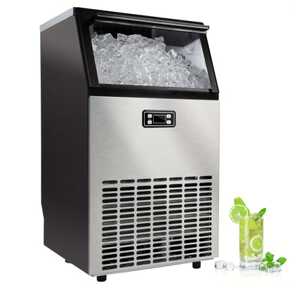 Industrial Ice Making Machine – High Capacity 100lbs/24H, Under Counter Self-Cleaning Ice Maker with 24-Hour Timer – 33lbs Ice Storage – Ideal for Schools, Homes, Bars and RVs
