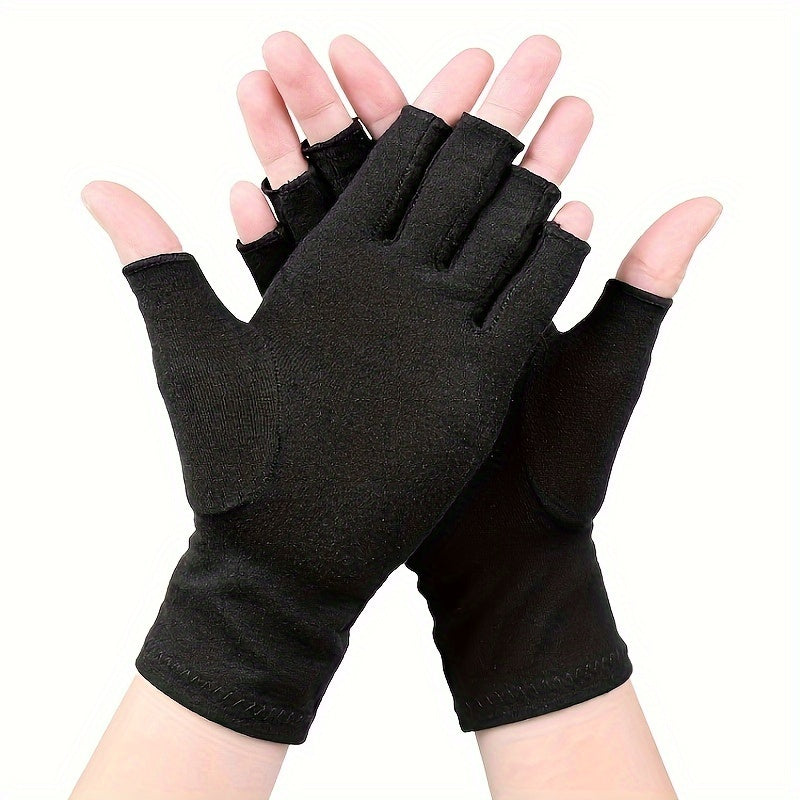 Fingerless Compression Gloves for Women and Men - Hand Joint Wraps, Sports Hand Support Thumb Gloves for Typing, Daily Work, and Hand Care - Open Finger Fit
