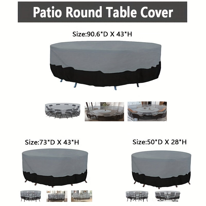 Circular Terrace Furniture Cover – 210D Oxford Cloth Waterproof Cover for Outdoor Dining & Garden Round Tables