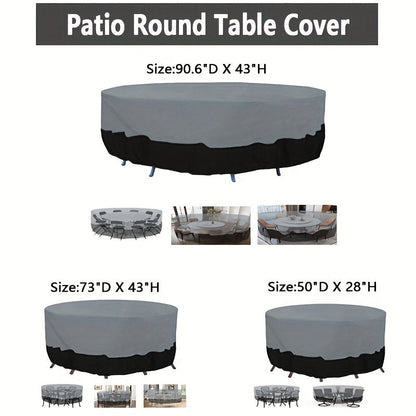 Circular Terrace Furniture Cover – 210D Oxford Cloth Waterproof Cover for Outdoor Dining & Garden Round Tables