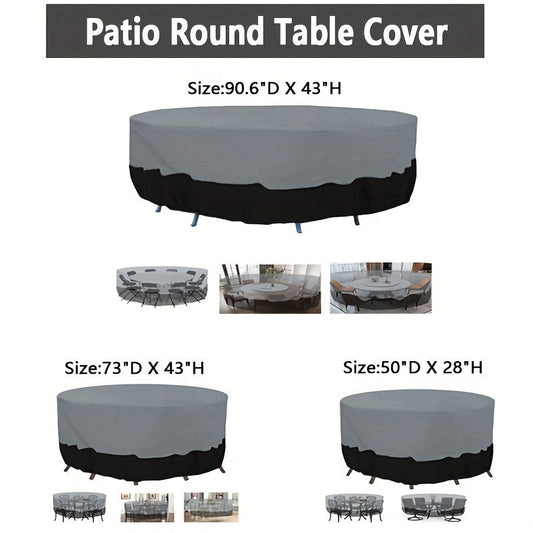 Circular Terrace Furniture Cover – 210D Oxford Cloth Waterproof Cover for Outdoor Dining & Garden Round Tables