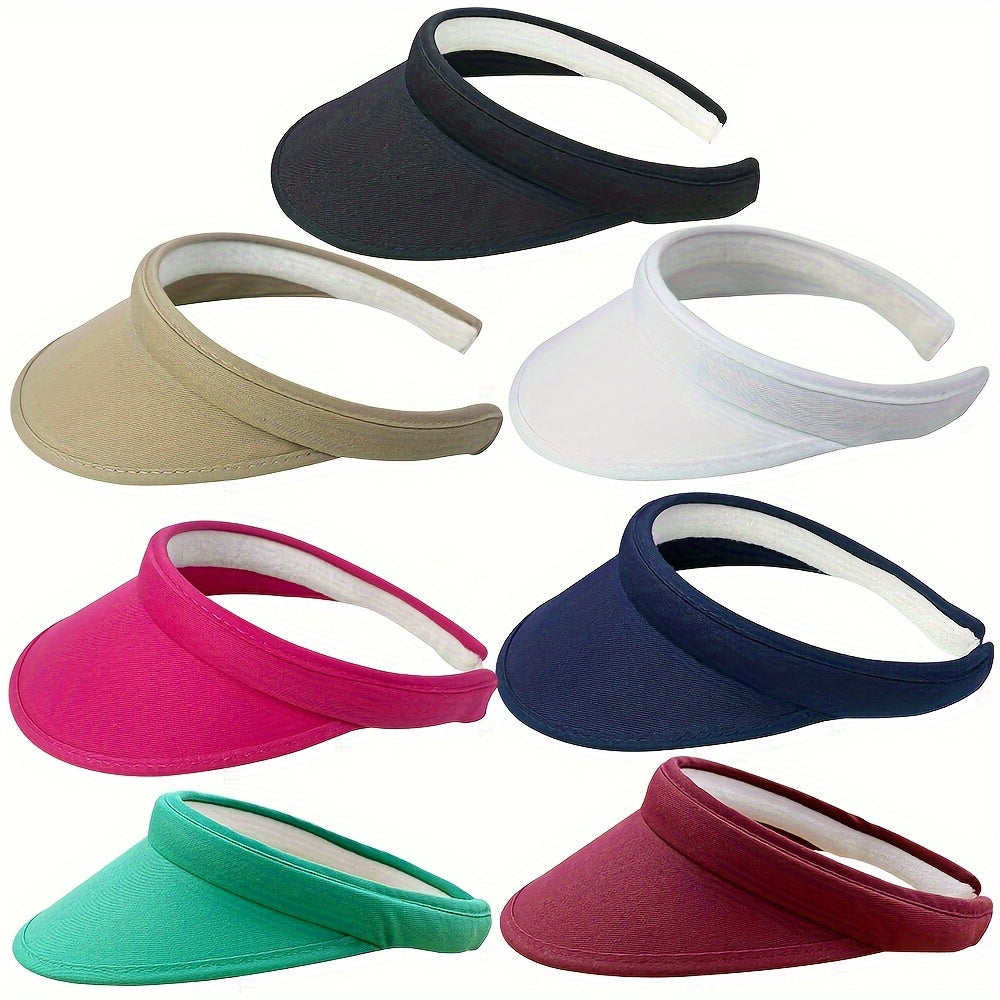 Adjustable Clip Sun Visor Hat - Cotton Twill, Wide Brim Caps for Men and Women, Perfect for Golf, Beach, Tennis