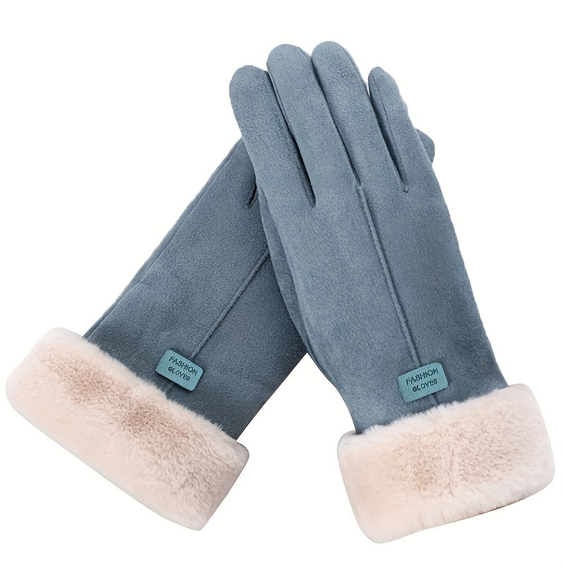 Plush Inner Thermal Winter Gloves - Touch Screen Thicken Cold Weather Sports Gloves for Women