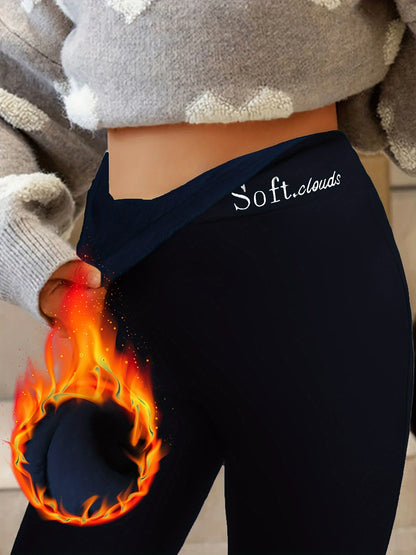Women's Fleece Lined Leggings – Warm Thermal Leggings for Winter & Fall Casual Wear