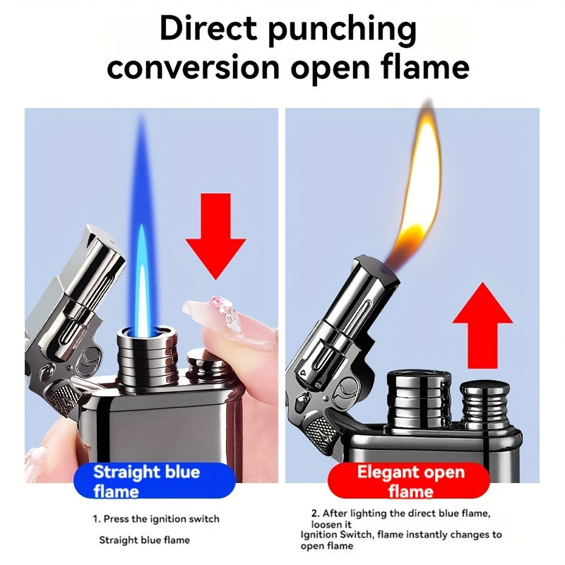 Windproof Vintage Jet Torch Lighter – Watch Bezel Design with Eagle Head, Butane Refillable, Flame Torch (Butane Not Included)
